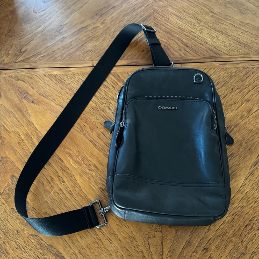 Coach Black Leather Crossbody Sling Bag